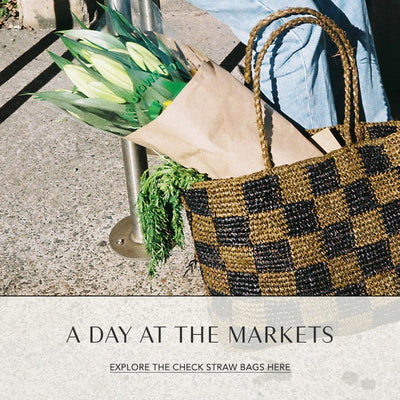 A Day at the Markets: Check Straw Bag