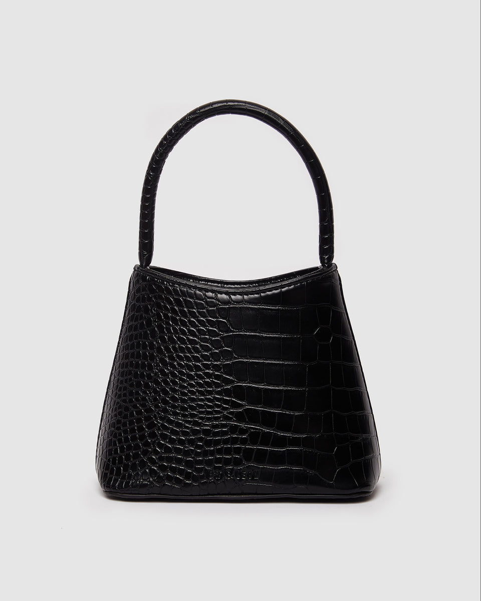 Brie Leon Samira Bag Small Dark Brick Baby Croc