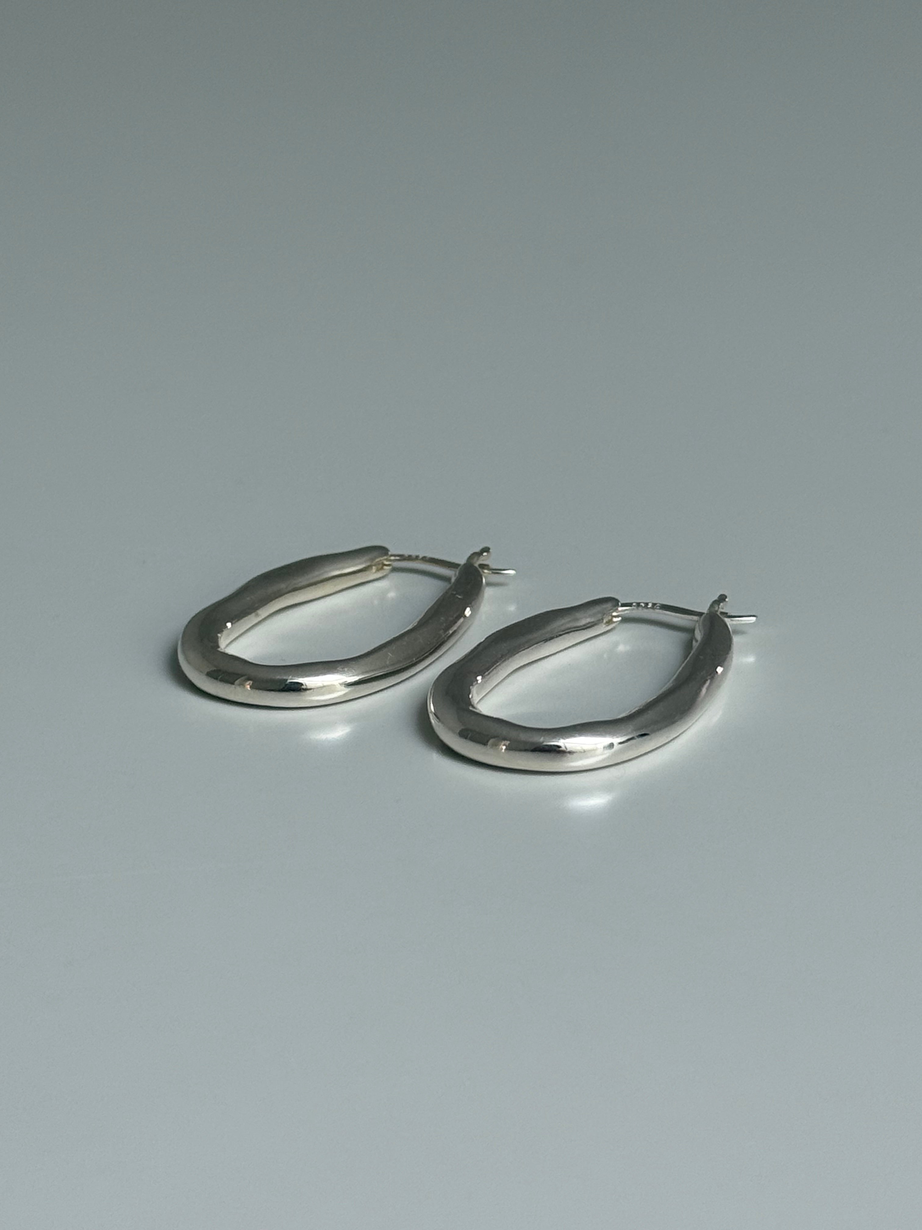 Organica Bent Hoop Earrings Silver