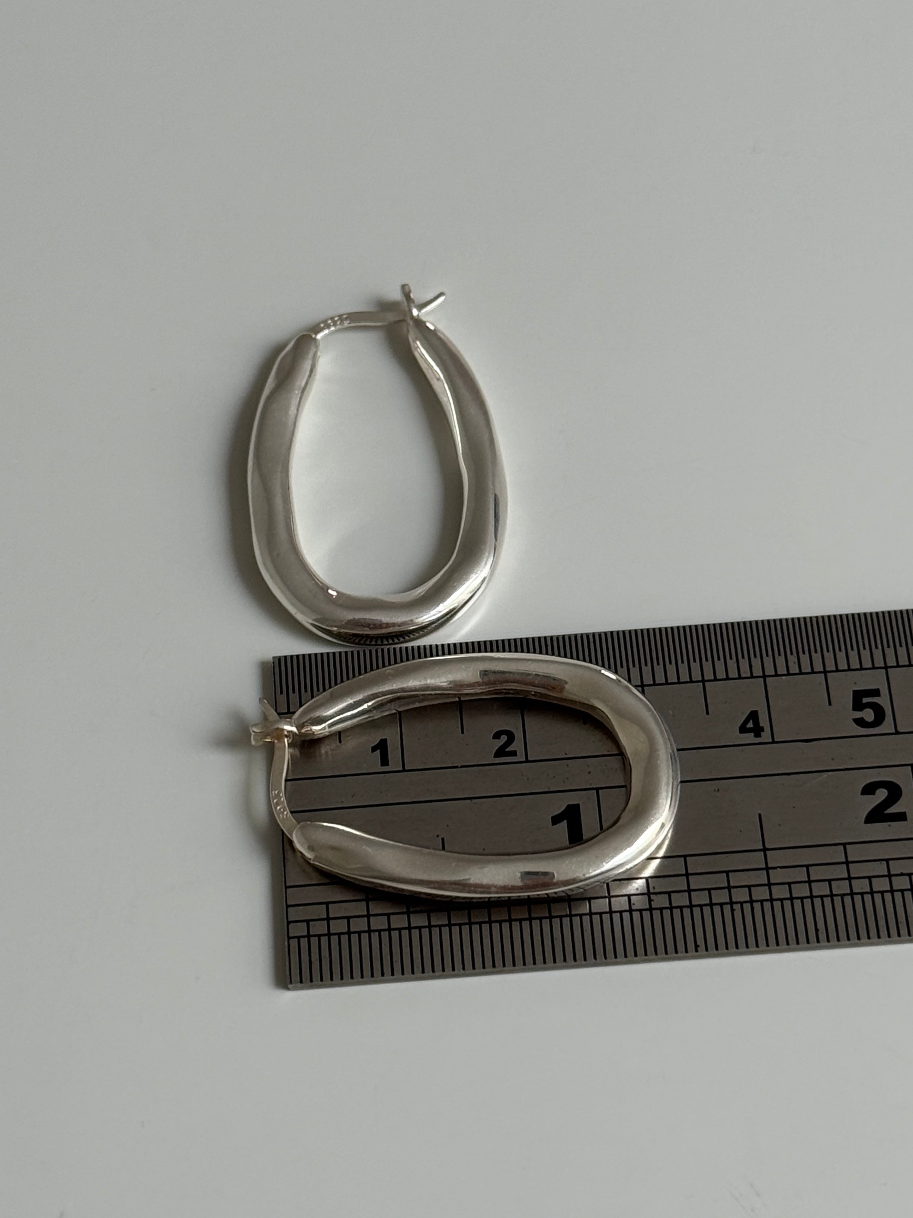 Organica Bent Hoop Earrings Silver