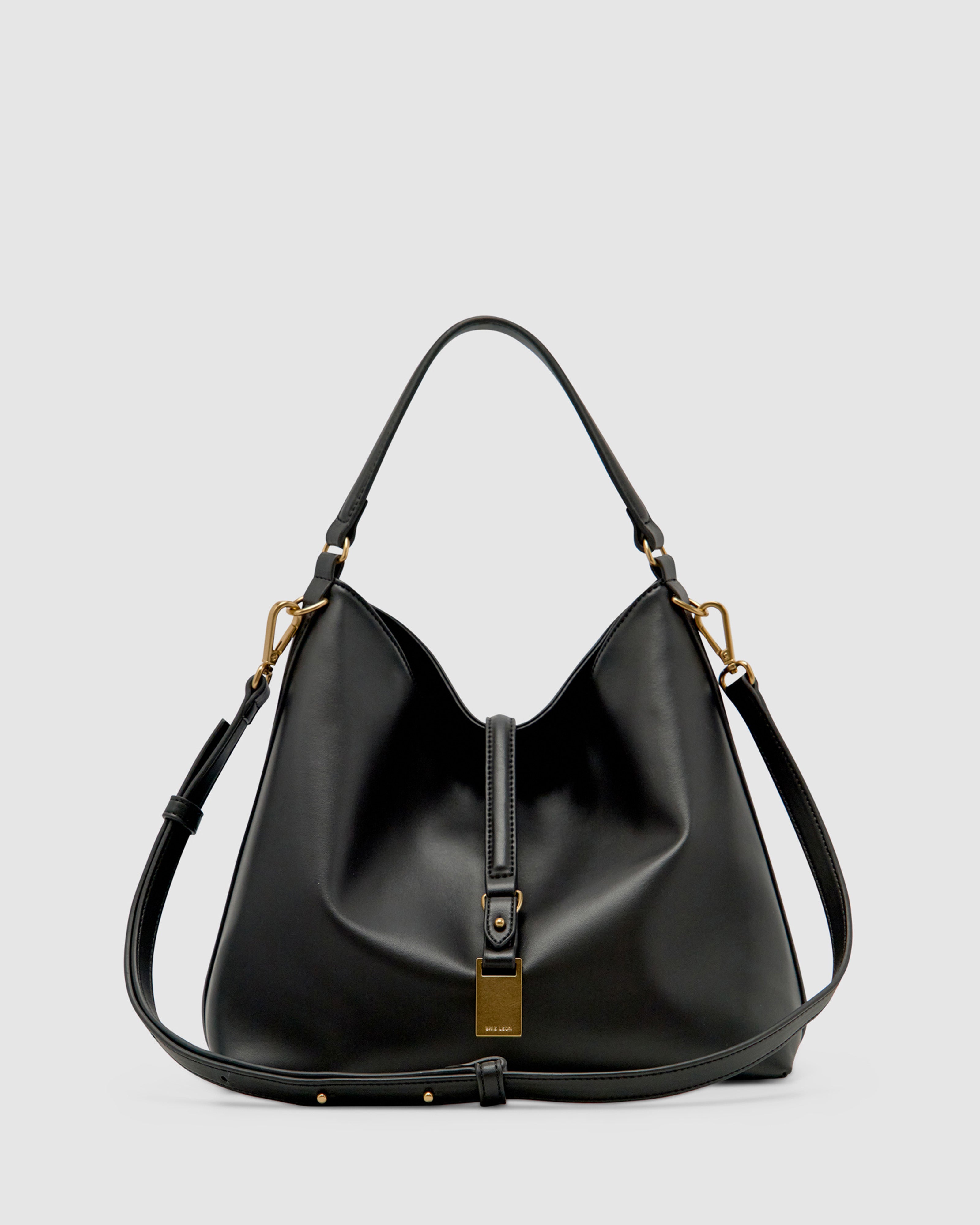 Brie Leon Handbags Josie Bucket Bag Black Recycled Leather