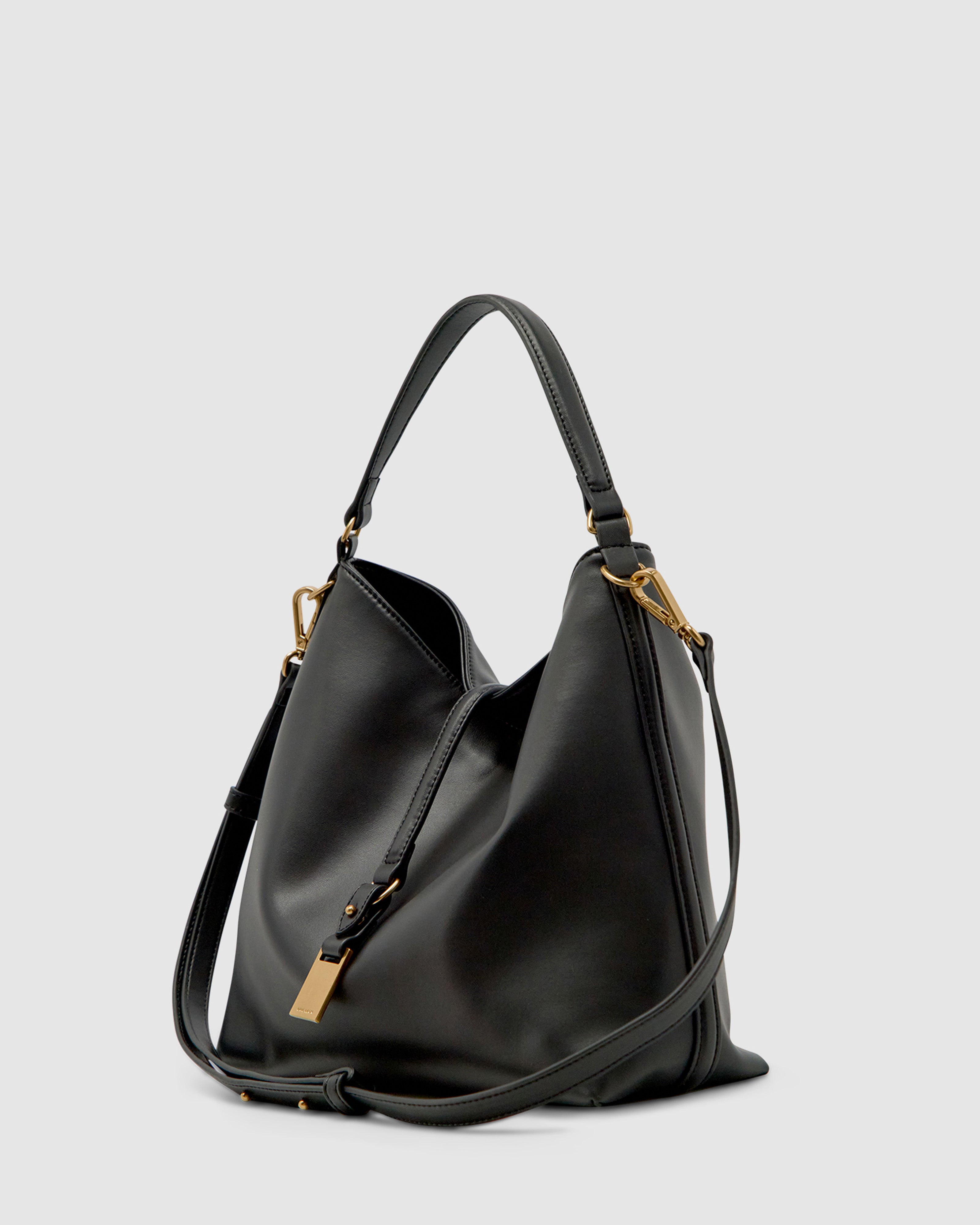 Brie Leon Handbags Josie Bucket Bag Black Recycled Leather