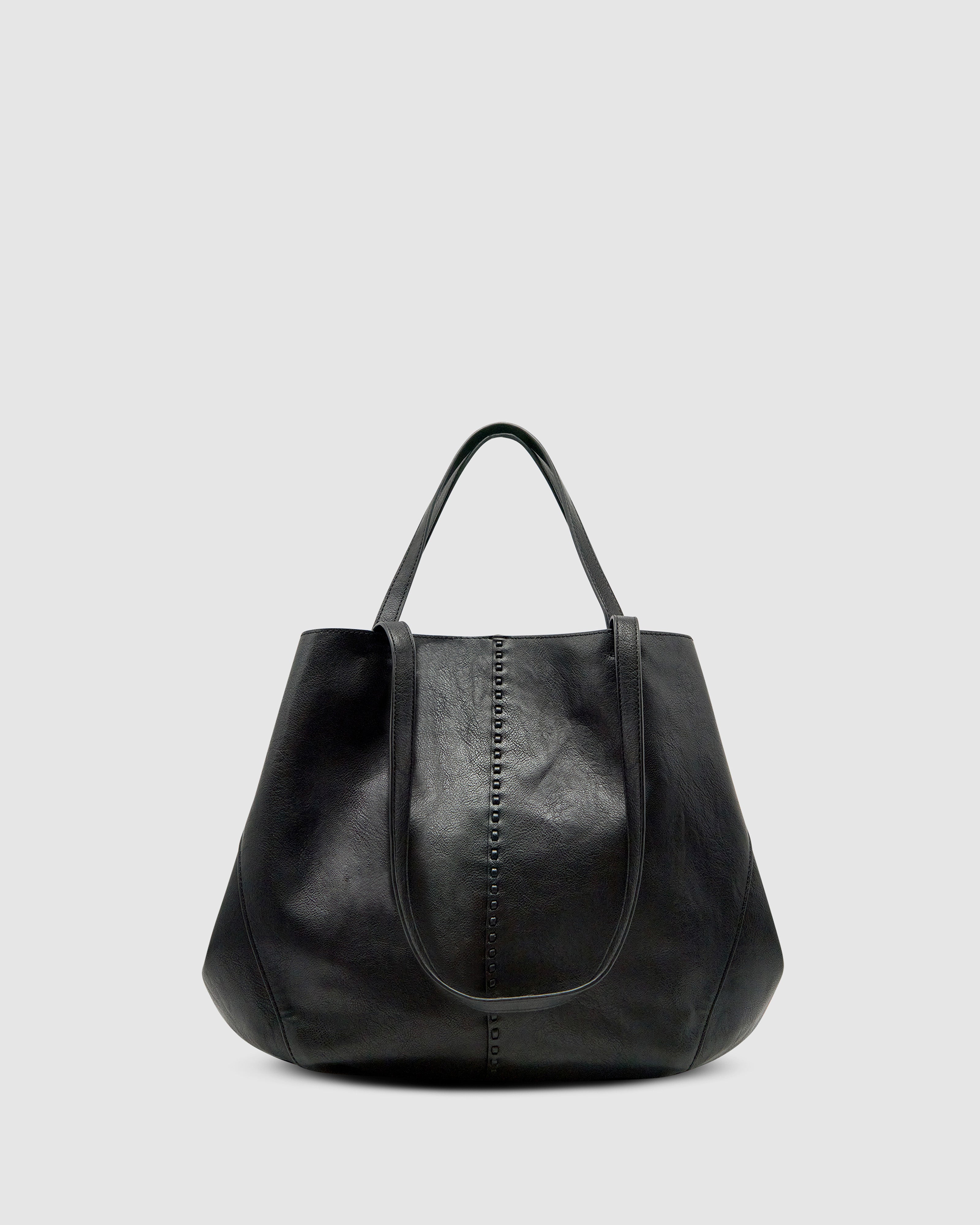 Brie Leon Handbags Reese Market Tote Black Vegan Leather