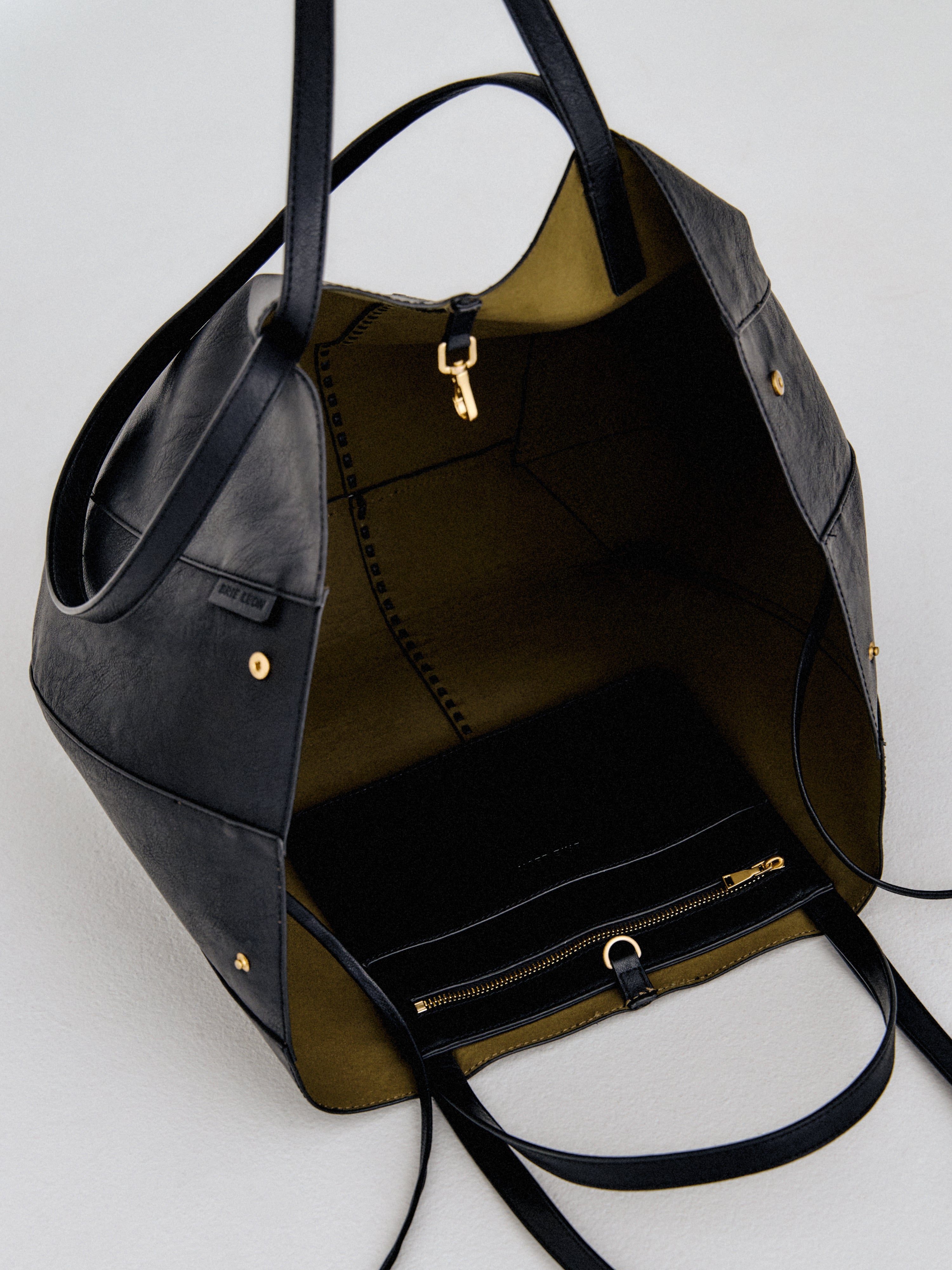 Brie Leon Handbags Reese Market Tote Black Vegan Leather