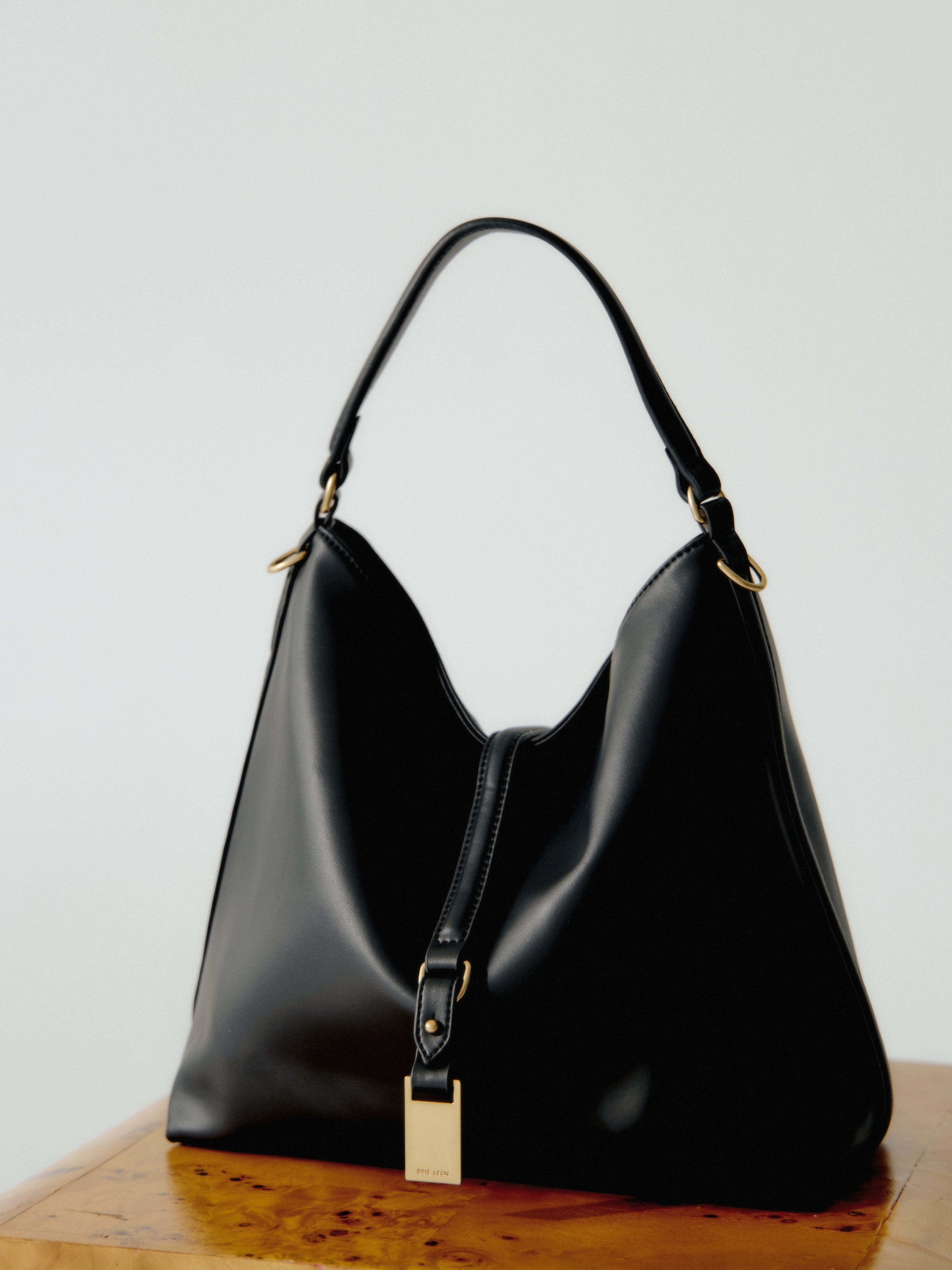 Brie Leon Handbags Josie Bucket Bag Black Recycled Leather