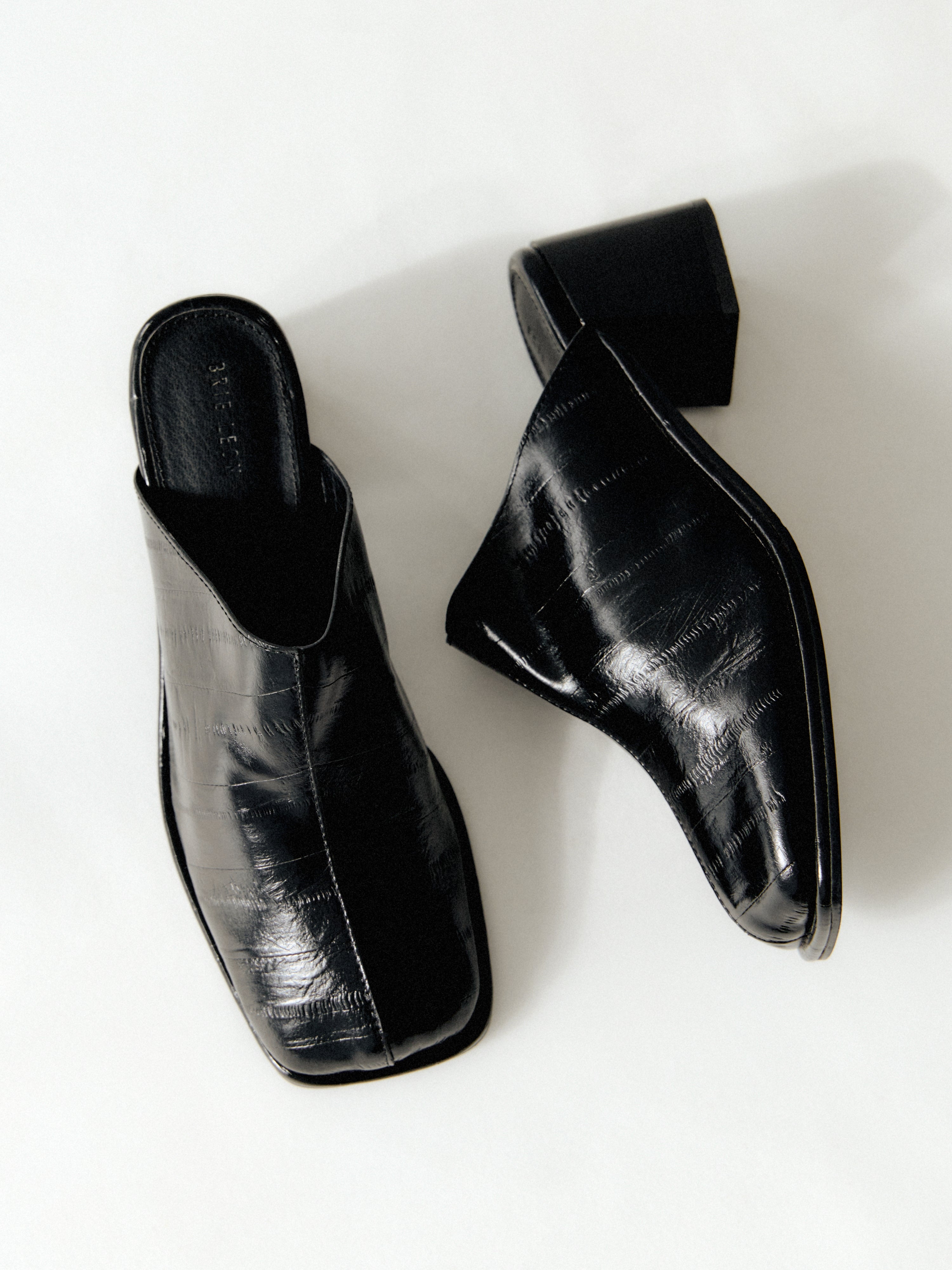 Brie Leon Footwear Chloe Mule Black Recycled Leather