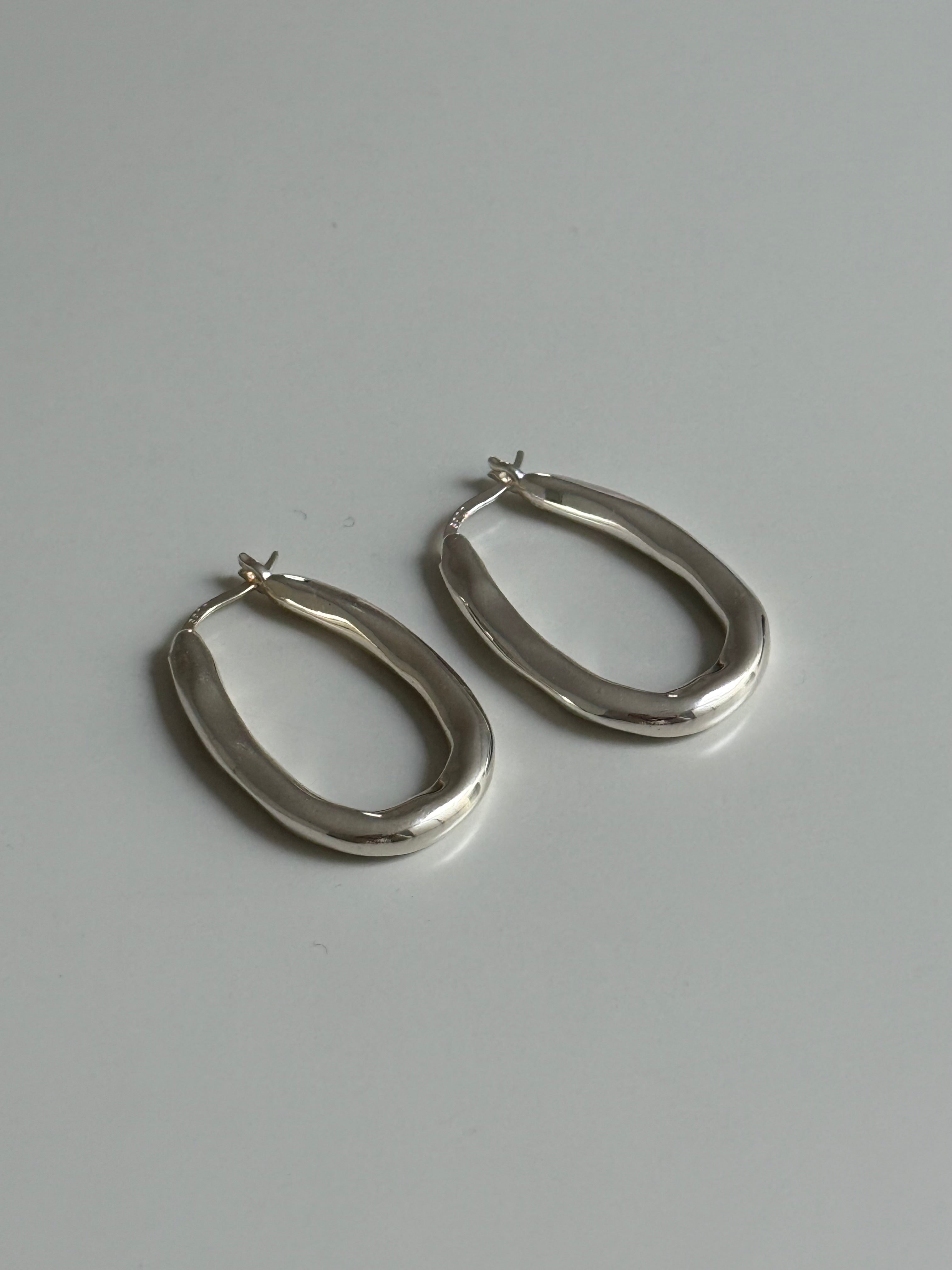 Organica Bent Hoop Earrings Silver