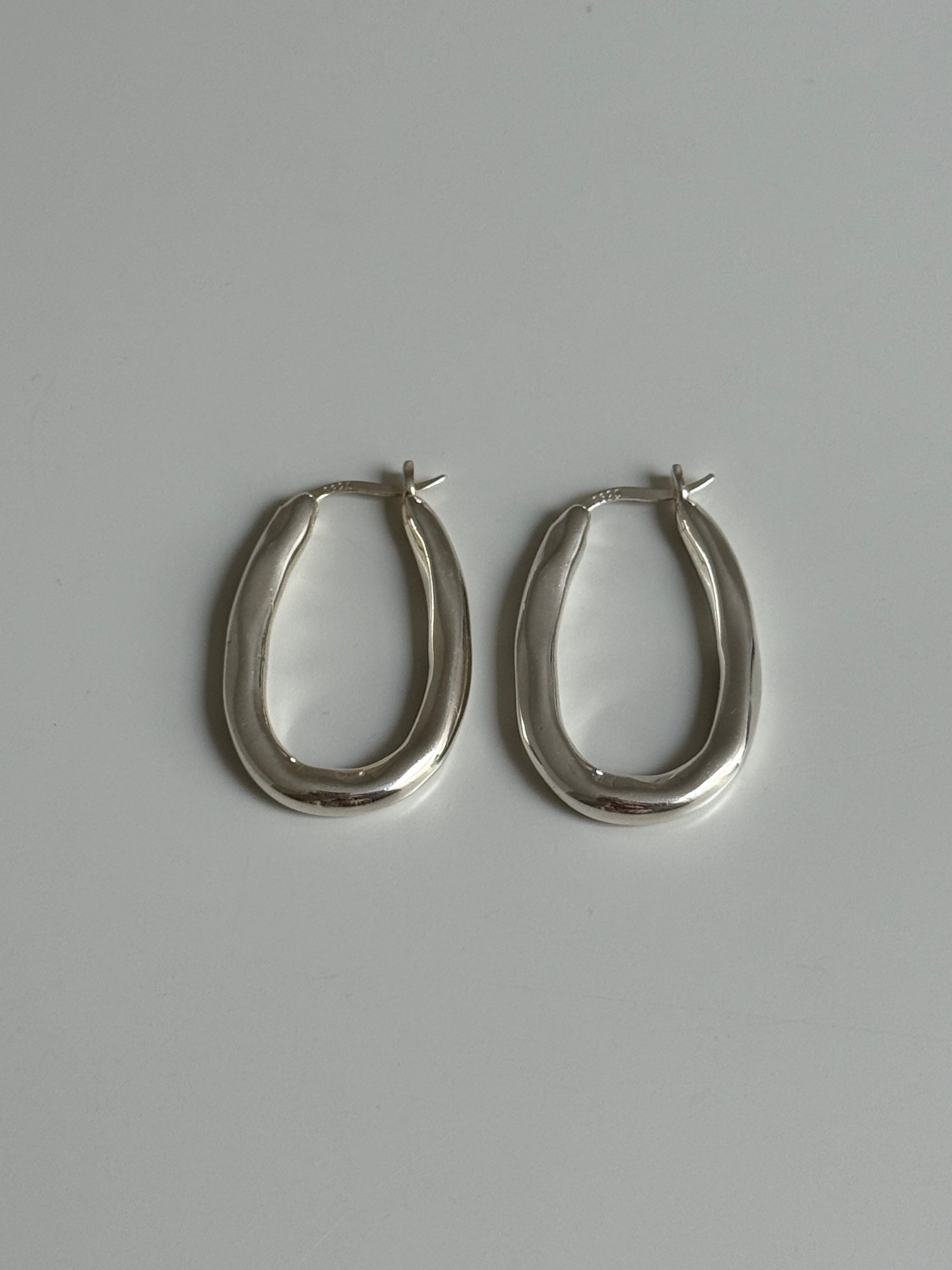 Organica Bent Hoop Earrings Silver