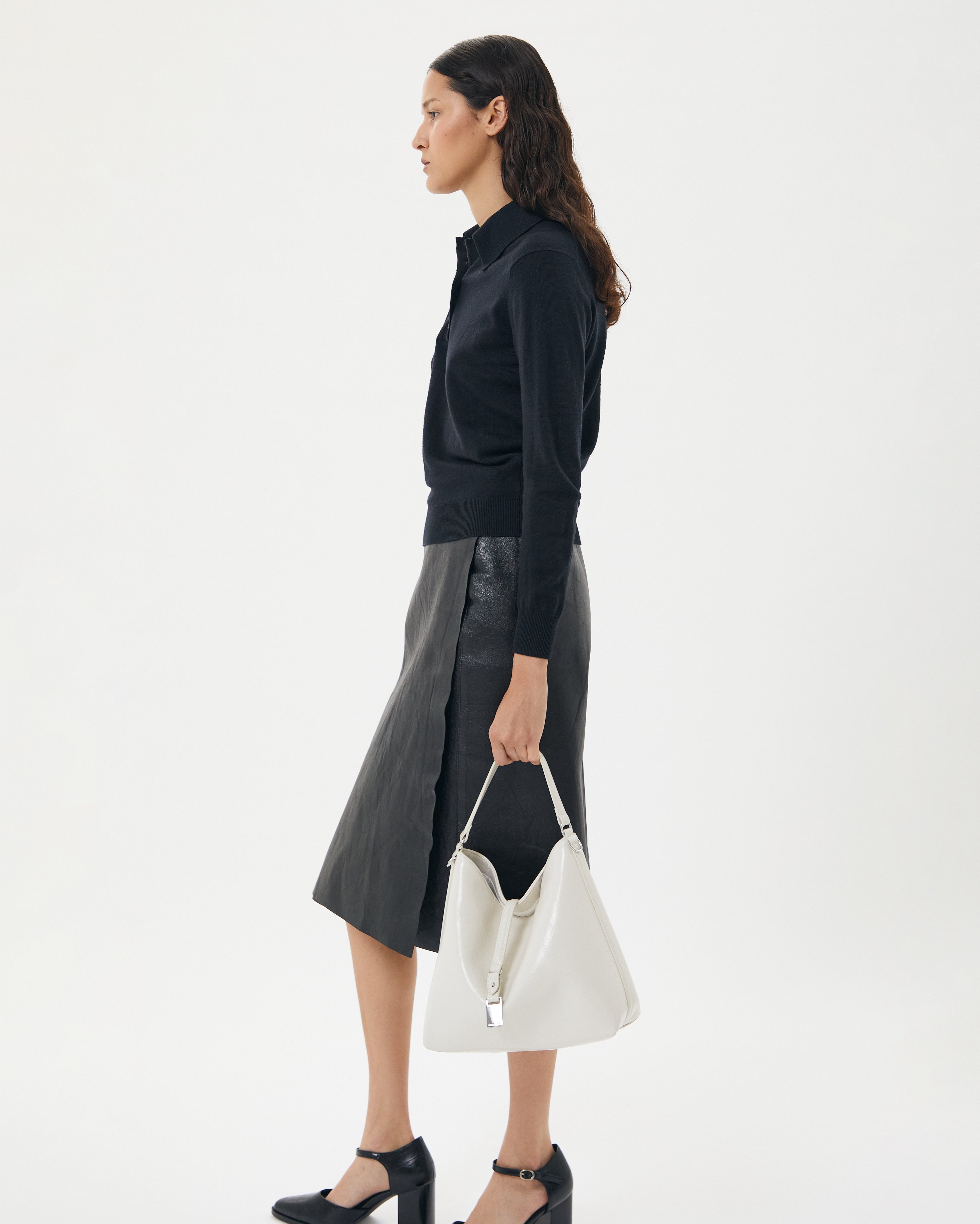 Brie Leon Handbags Josie Bucket Bag White Recycled Leather