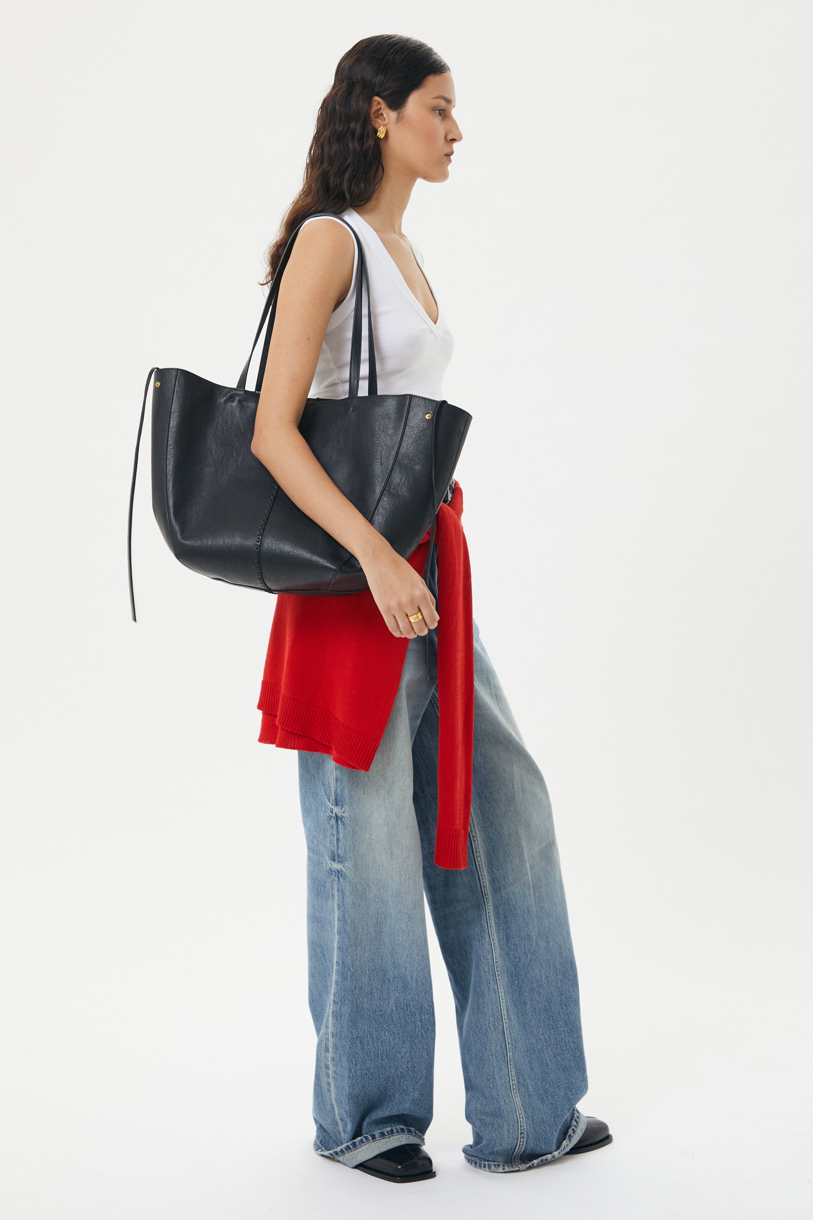 Brie Leon Handbags Reese Market Tote Black Vegan Leather