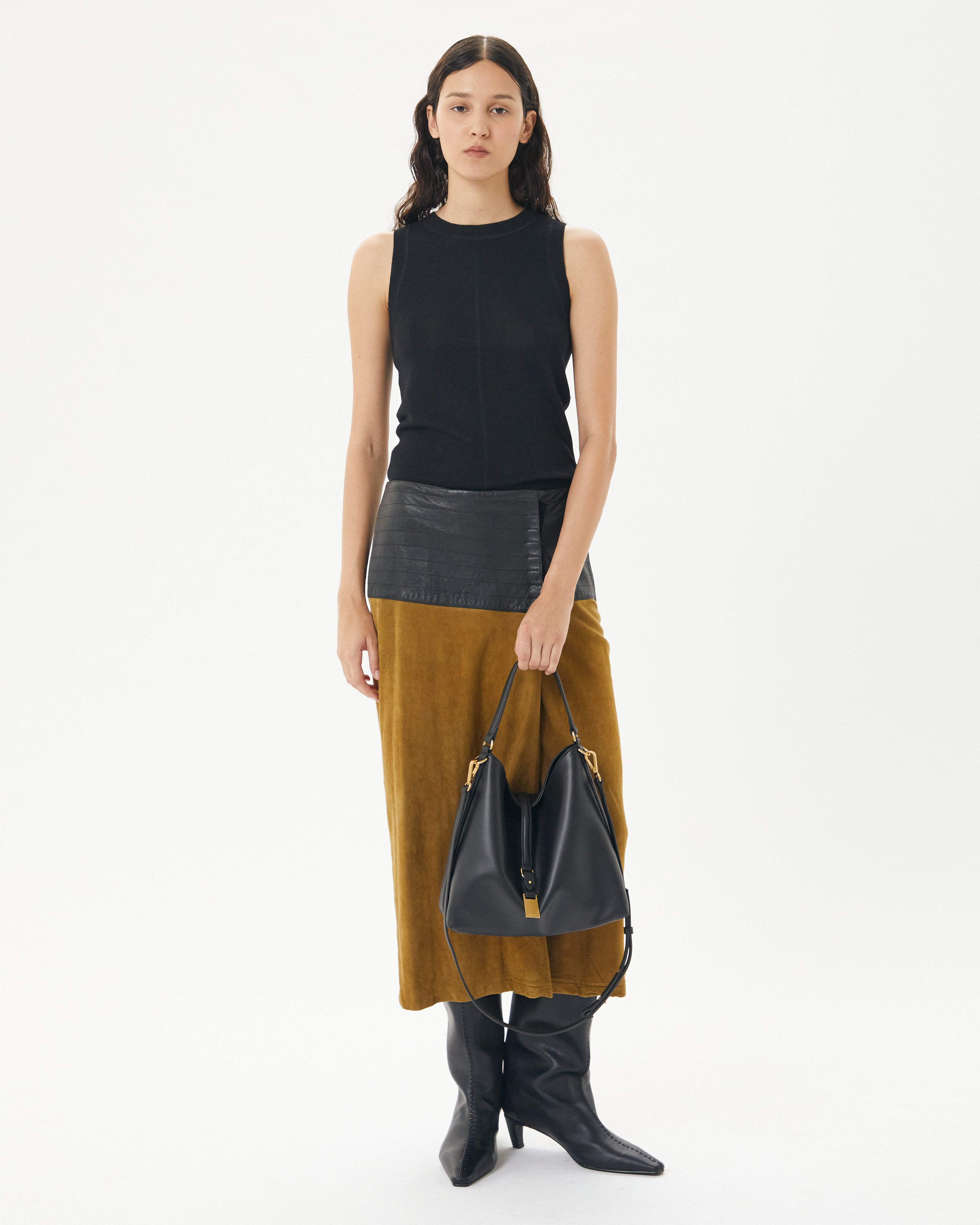Brie Leon Handbags Josie Bucket Bag Black Recycled Leather