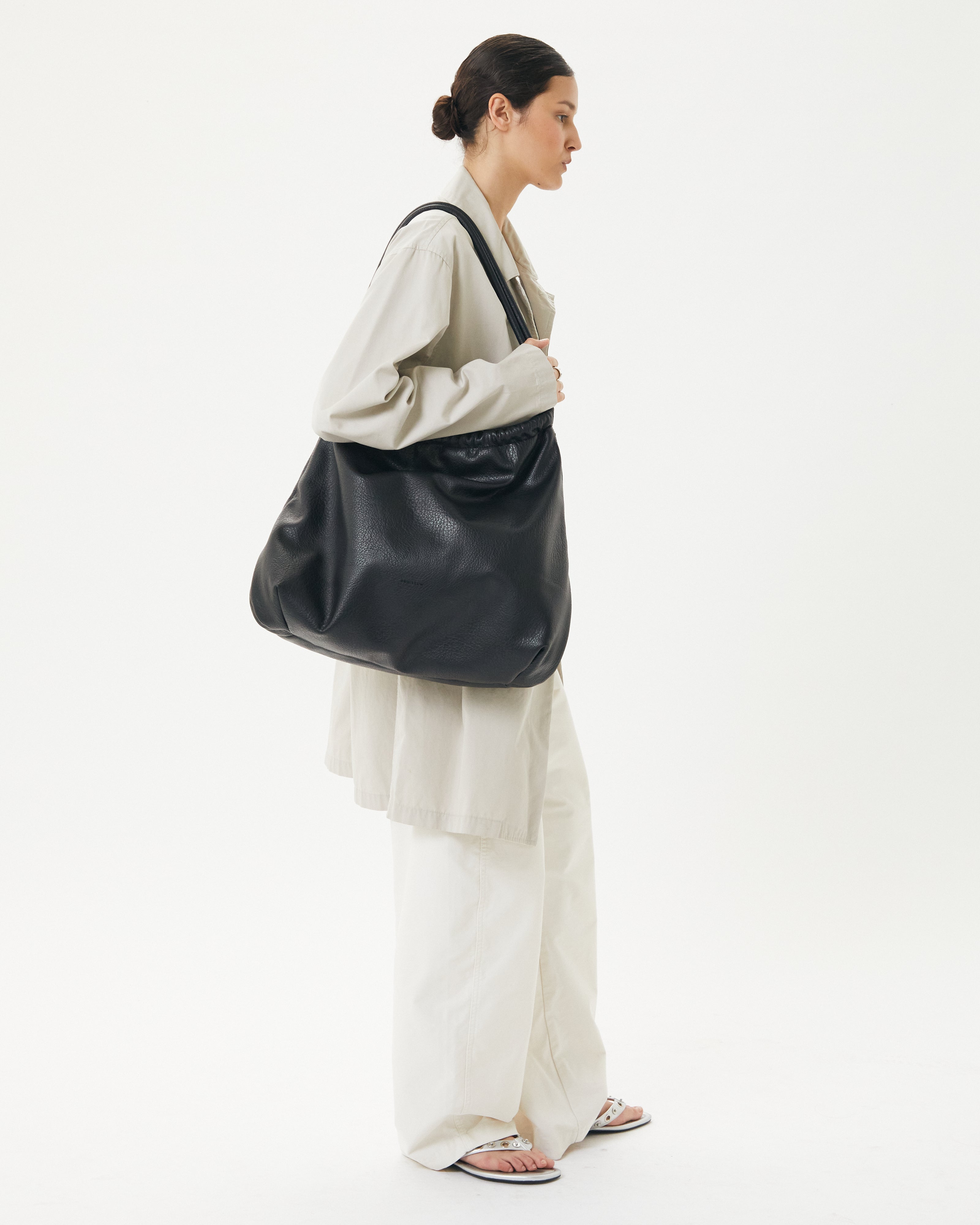 Brie Leon Handbags Oversized Alma Bag Black Vegan Leather