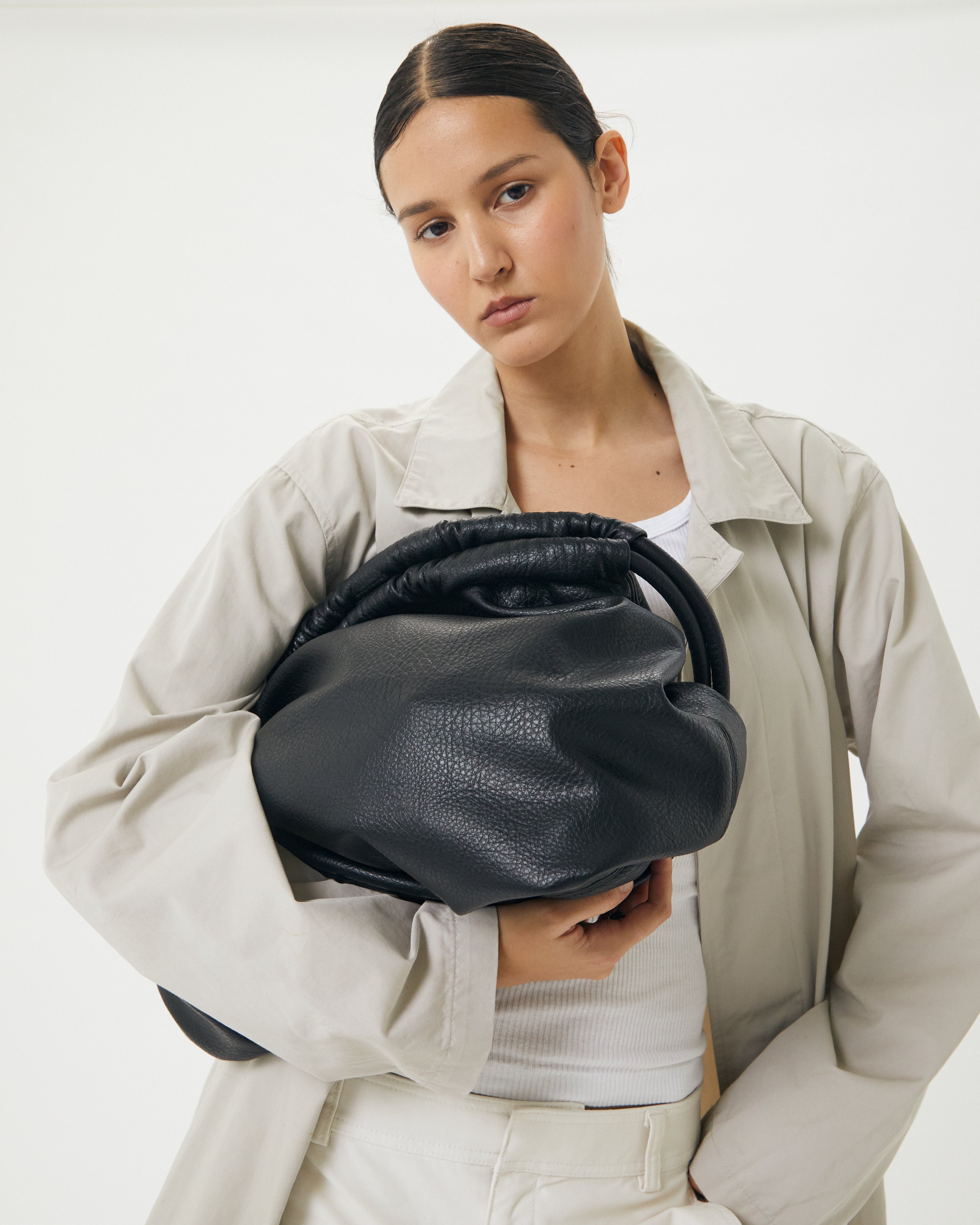 Brie Leon Handbags Oversized Alma Bag Black Vegan Leather
