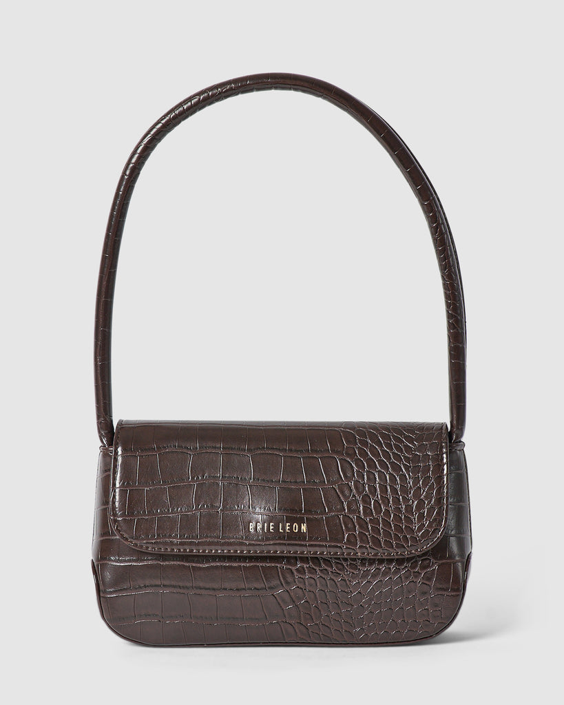 The Mini Camille Bag in Brunette Recycled Croc by BRIE LEON