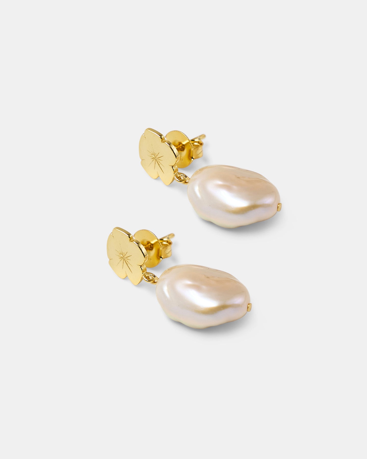 Elizabeth Locke White Pearl Earring Charms With Granulated Cap