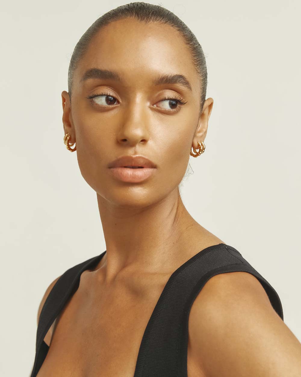 925 Small Bambú Hoop Earrings in Gold or Silver by BRIE LEON