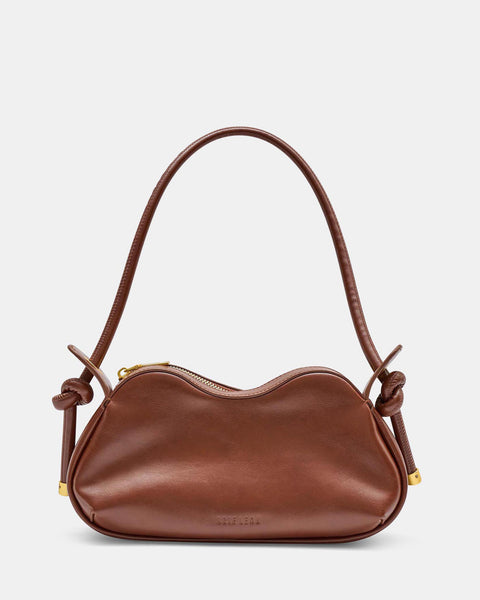 Tie Knot Baguette Bag Re-Edition in Saddle by BRIE LEON